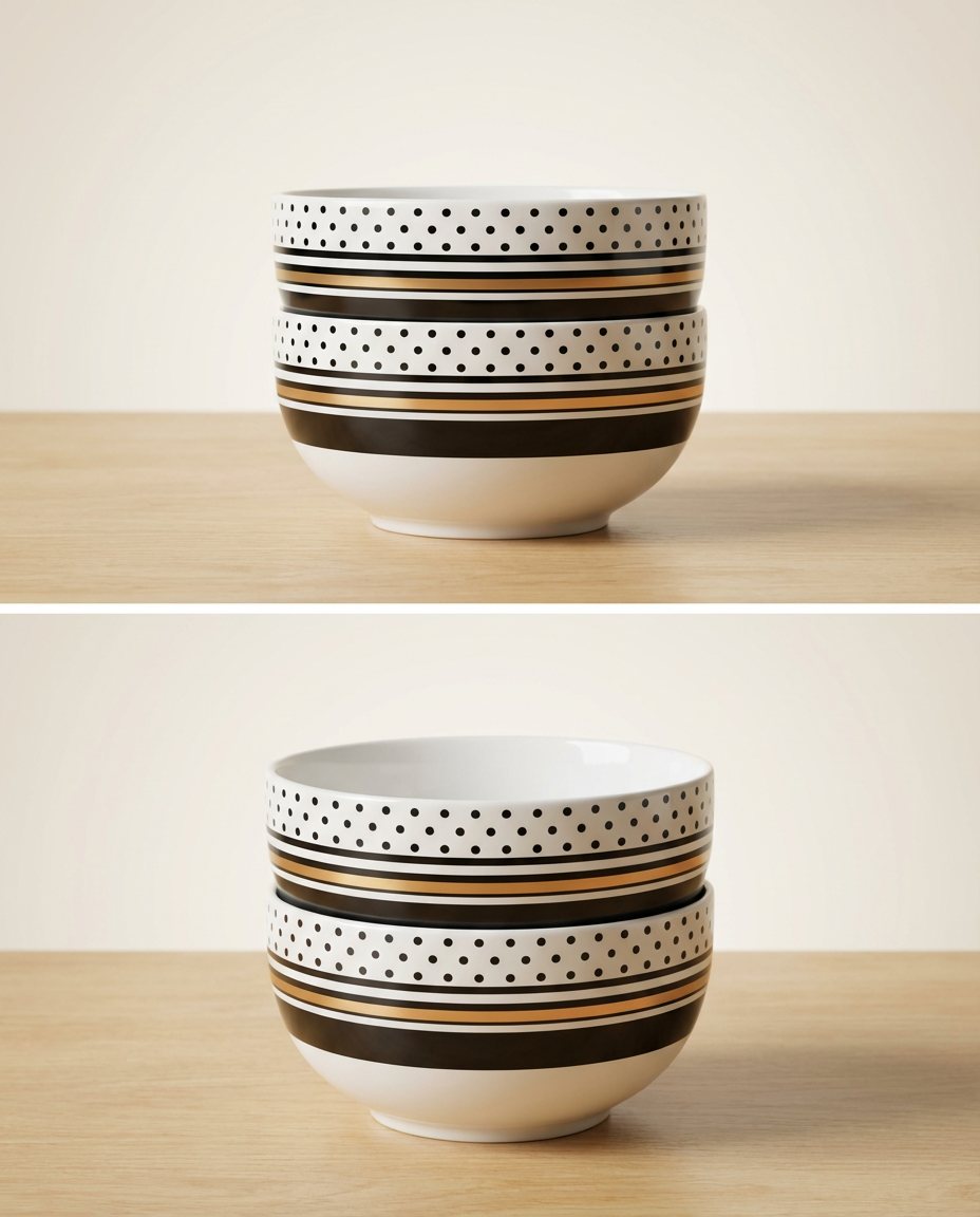 Orbit Stripe Ceramic Glossy-finish Bowl Bold&Bare
