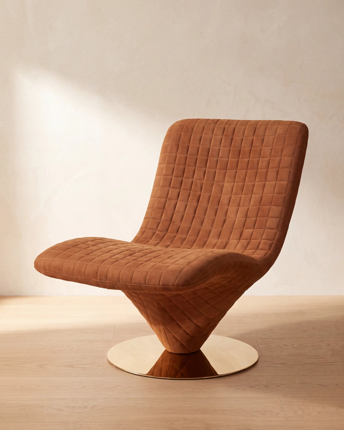 Quilted Velvet Lounge Chair, Rust