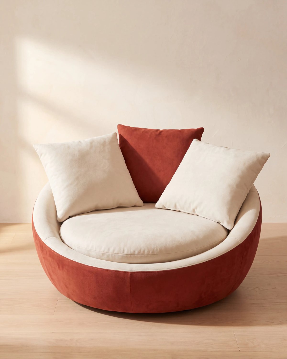 Round Lounge Chair, Brick Red