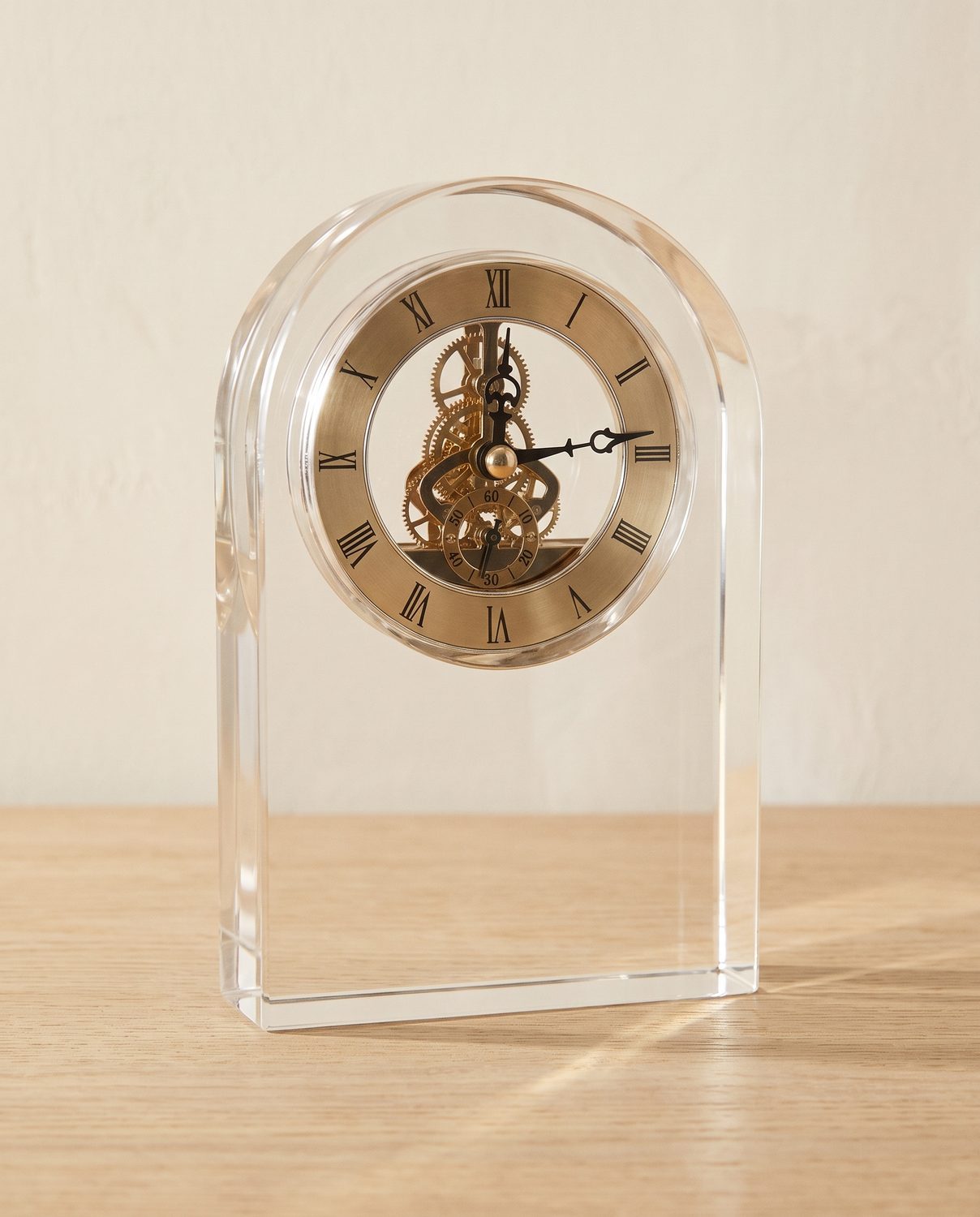 Crystal arch mantel clock, clear 17cm