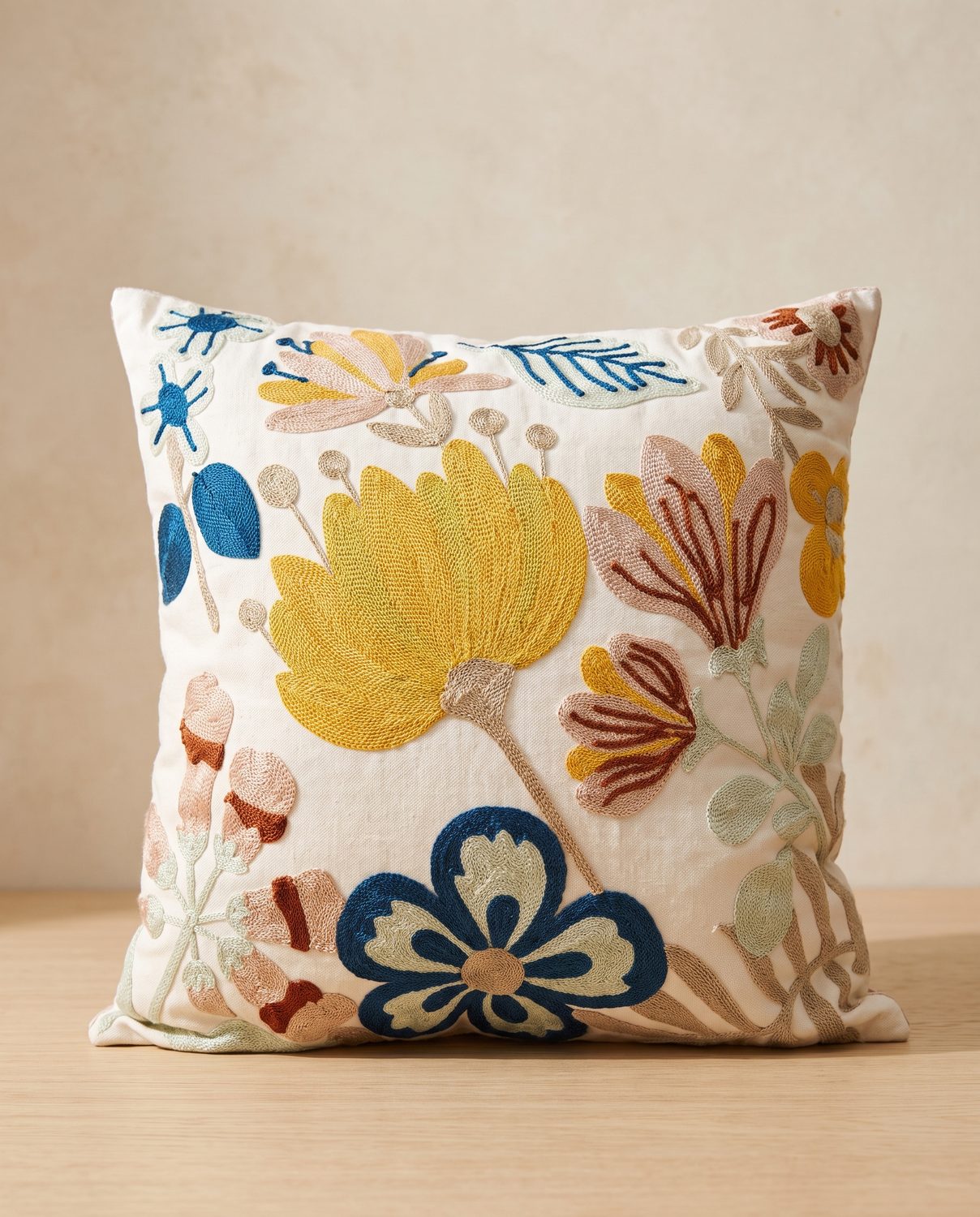 Folk Floral Throw Pillow