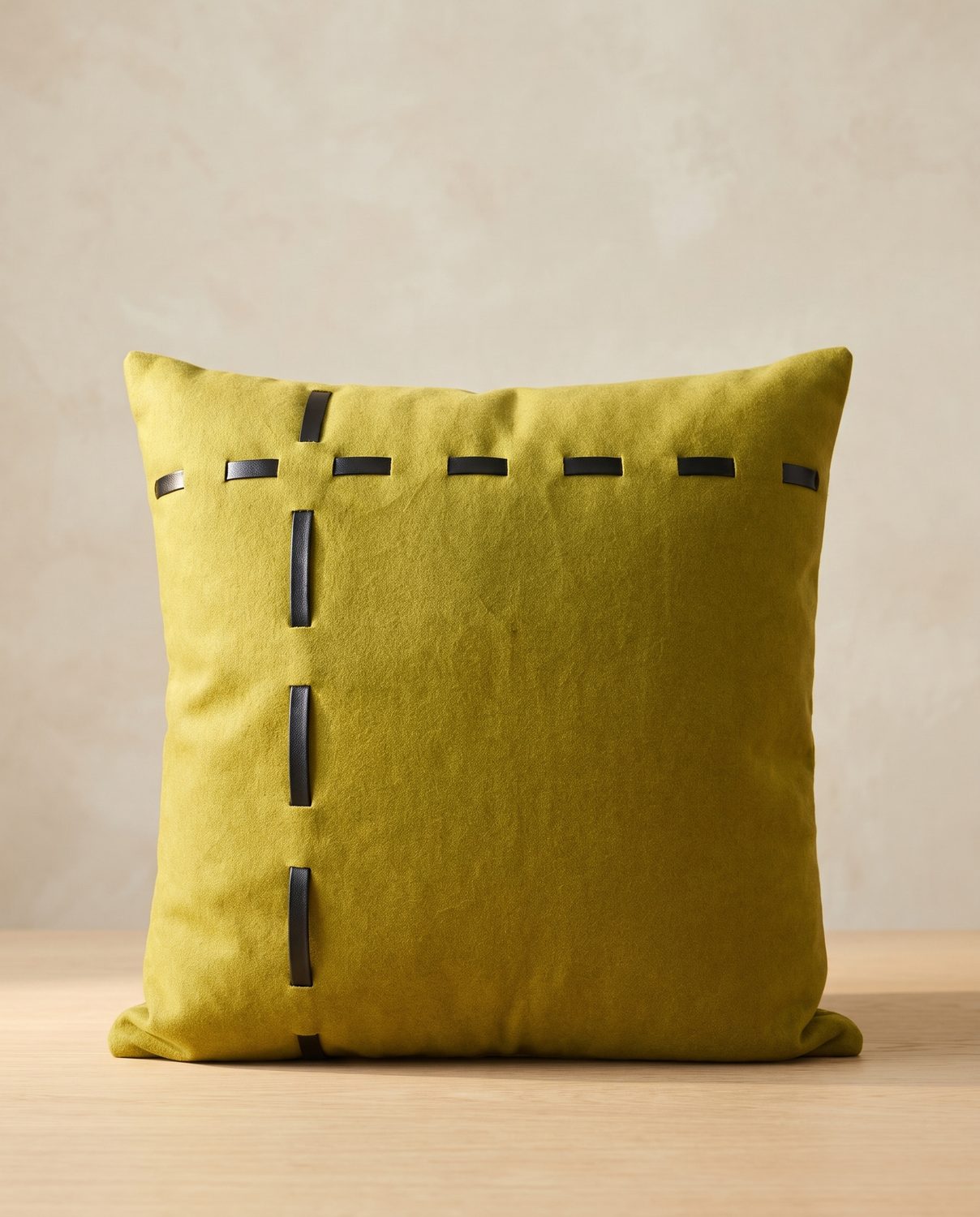 Leather Cross Throw Pillow