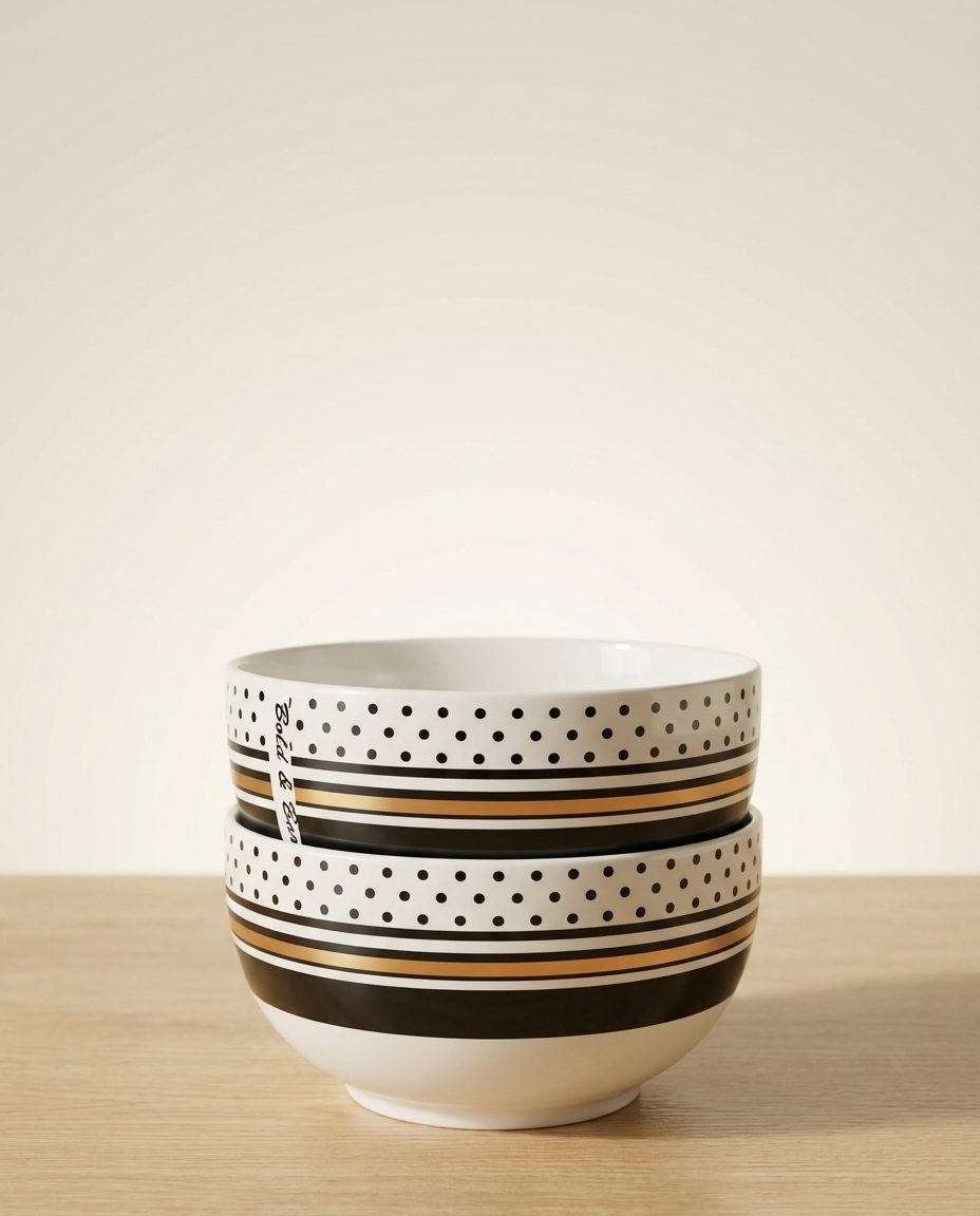 Big Dotted Ceramic Glossy-finish Bowl Bold&Bare