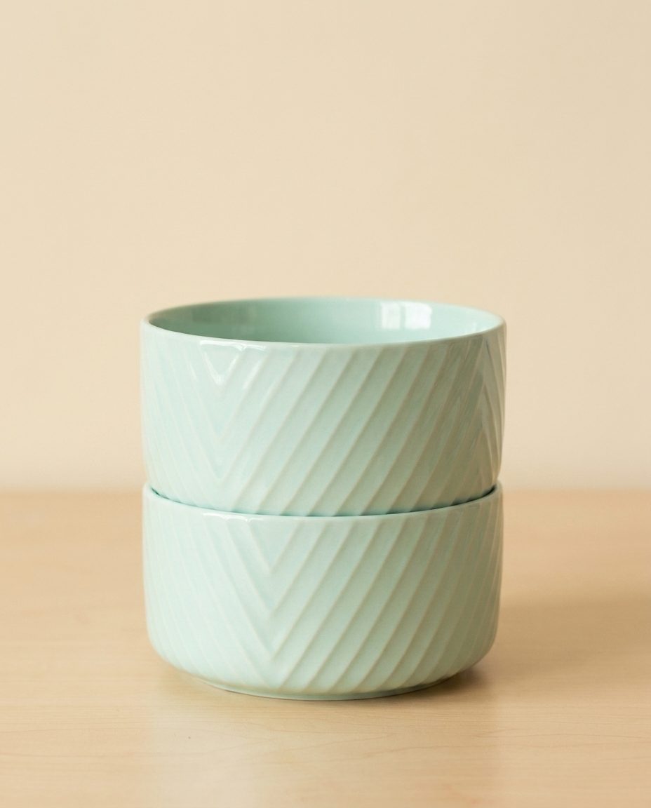 Blue Wavy pattern Ceramic Matte-finish Bowl