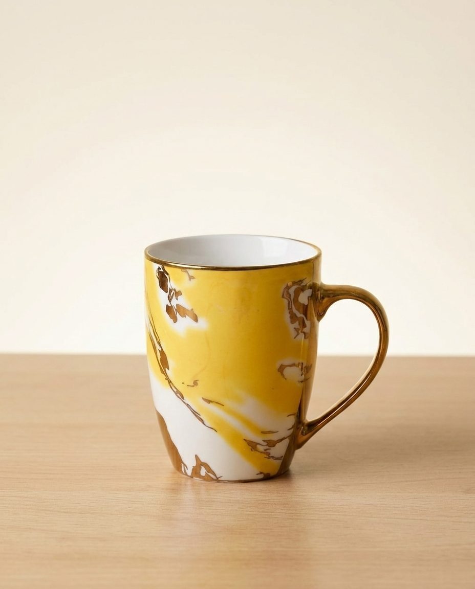 Blue with Gold Strip Ceramic Cup