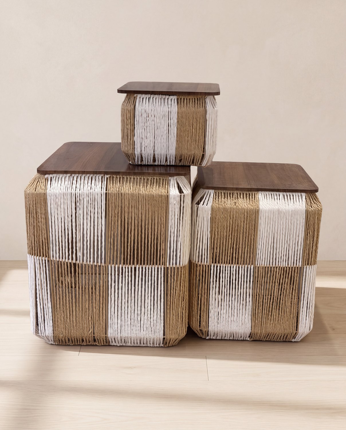 Checkerboard Rope Side Table Nest