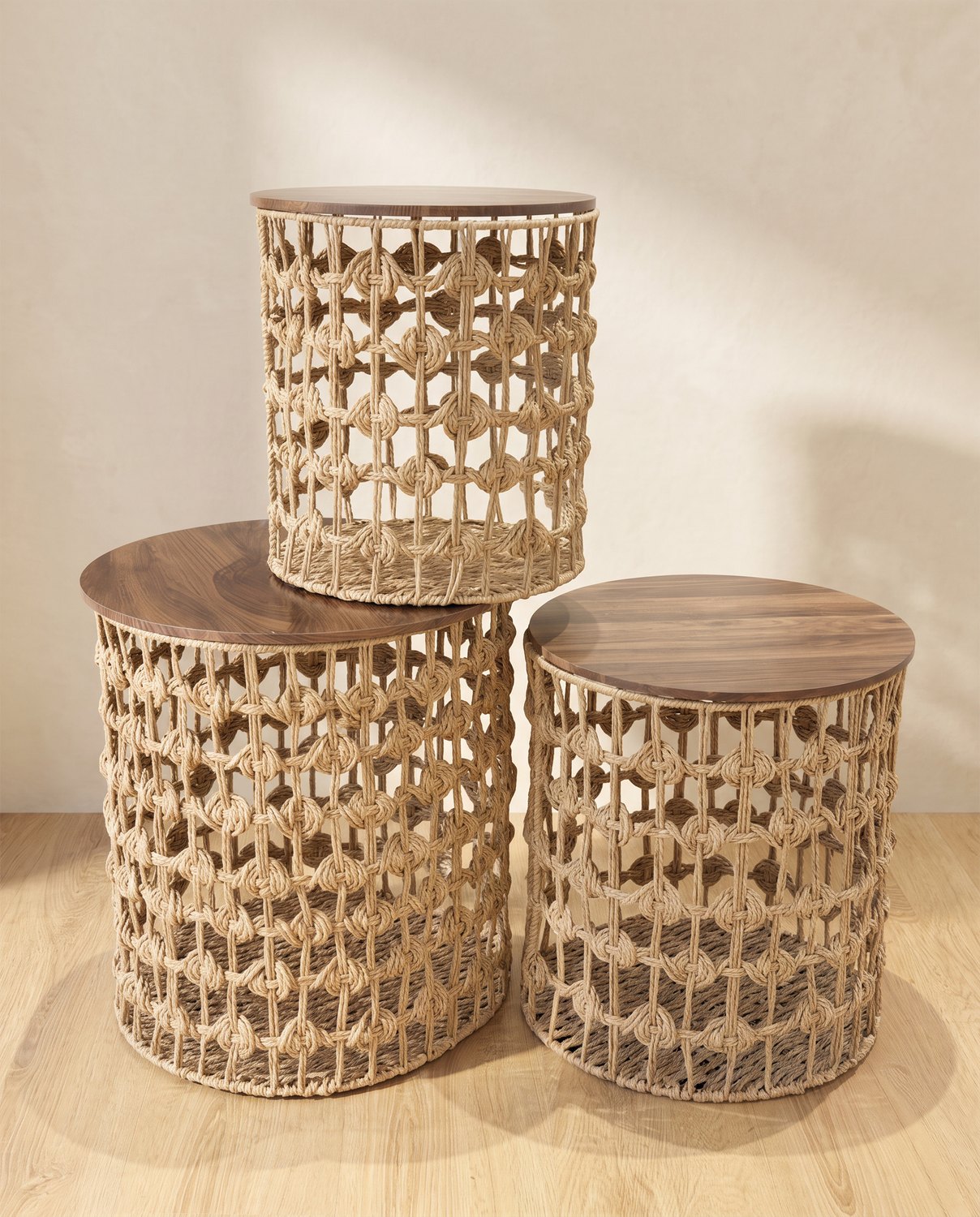 Lattice Rope Side Table Nest