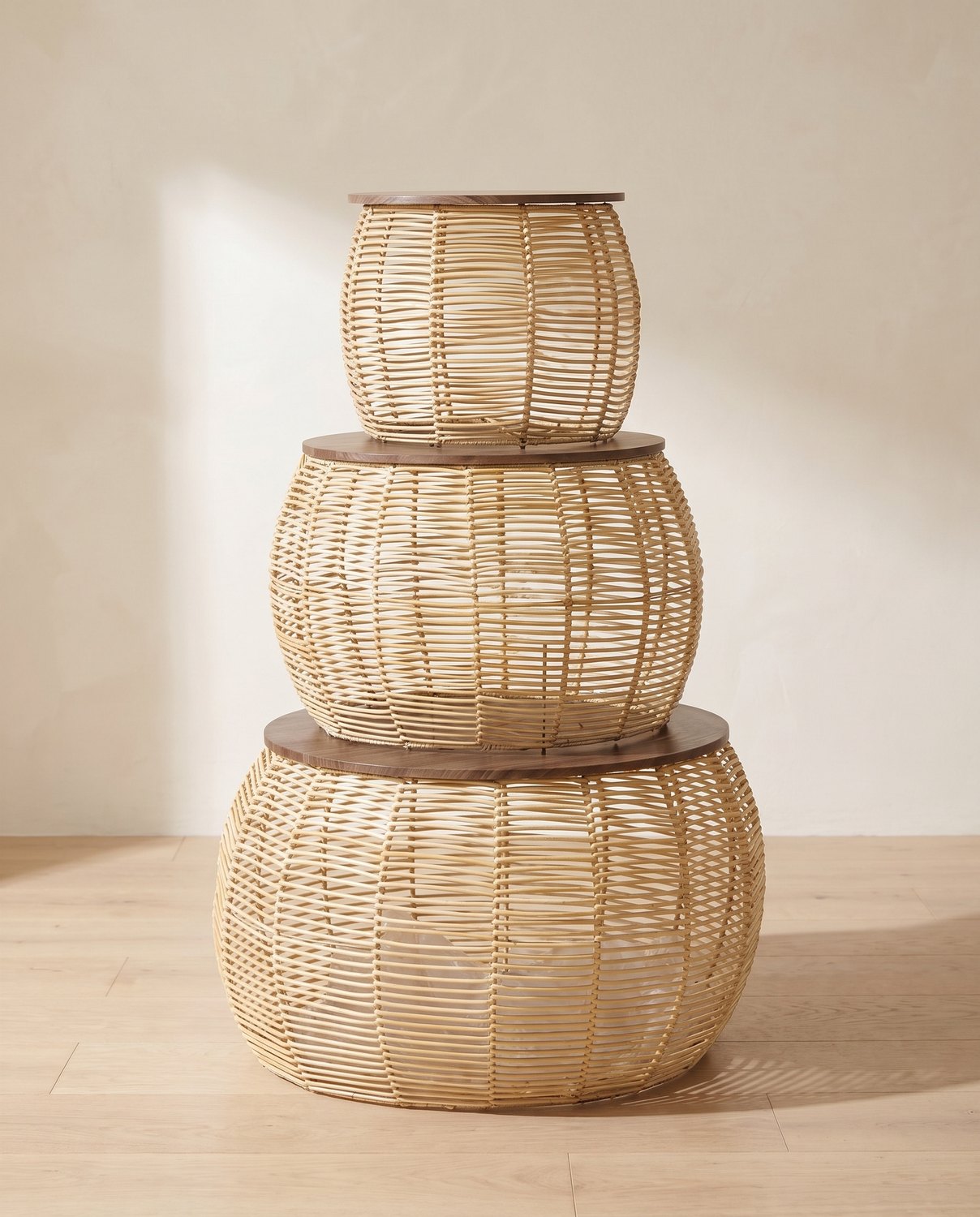 Rattan Urn Side Table Nest